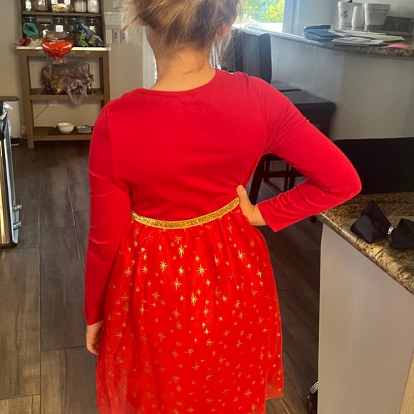 Christmas Dress 🎅🏻 Girls size L 10 Red and gold stars & sparkly waist - Picture 4 of 4